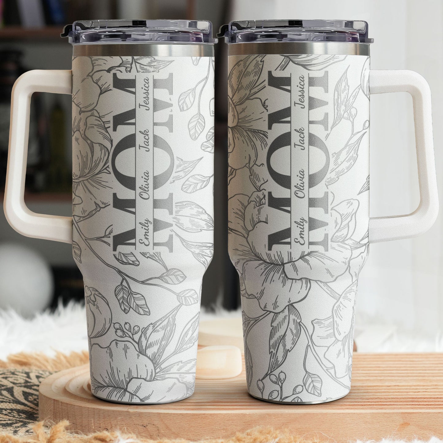 Personalized 40oz Tumbler - Floral Mom Mother's Day Gifts
