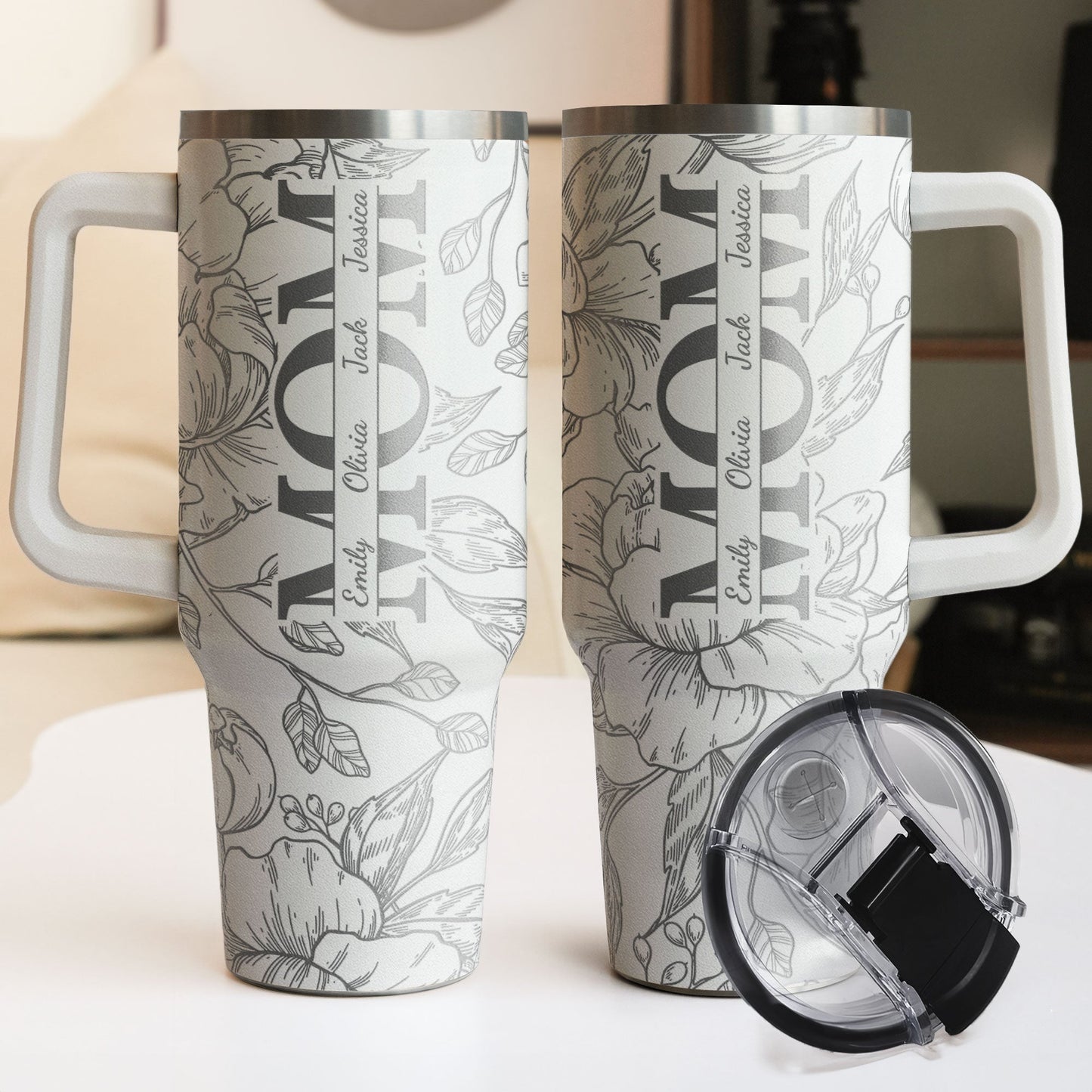 Personalized 40oz Tumbler - Floral Mom Mother's Day Gifts
