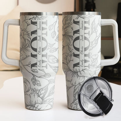 Personalized 40oz Tumbler - Floral Mom Mother's Day Gifts