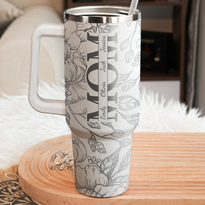Personalized 40oz Tumbler - Floral Mom Mother's Day Gifts