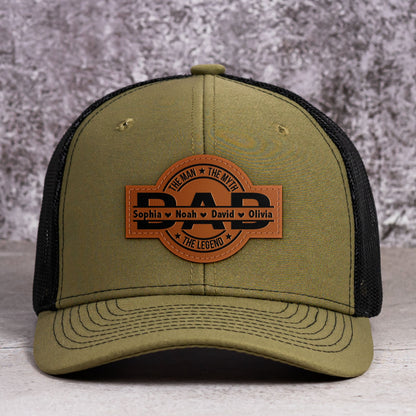 Personalized Dad Leather Patch Hat