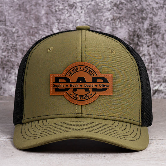 Personalized Dad Leather Patch Hat