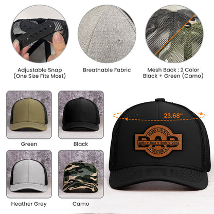 Personalized Dad Leather Patch Hat
