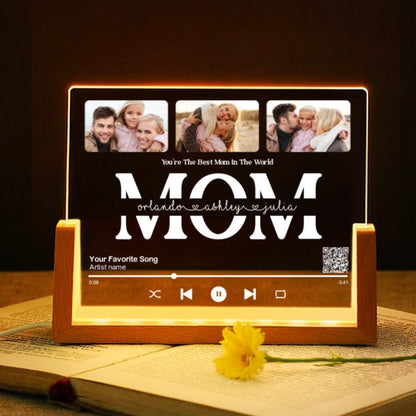 Personalized Photo LED Night Light, Mother's Day Gift for Mom, Scannable QR Code