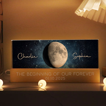 Personalized Acrylic Block LED Plaque, Our Moon Couple Gift