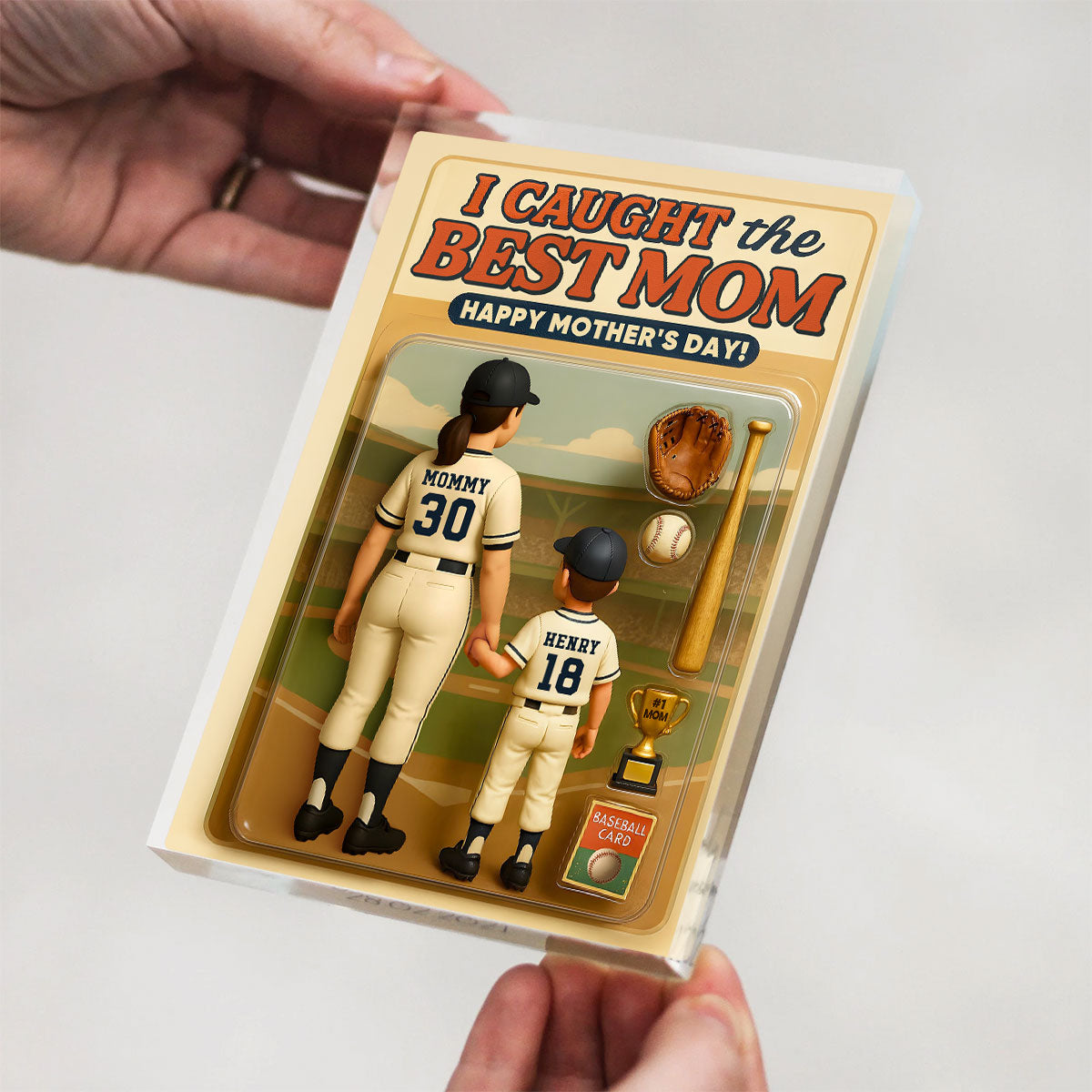 Personalized  Baseball Acrylic Block Plaque, Mother's Day Gift for Mom