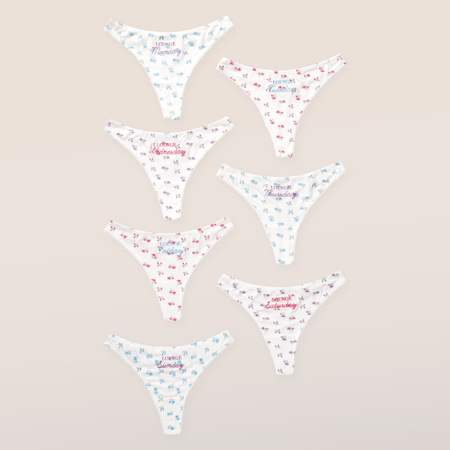 Days of the Week Thongs (7-Pack) - Print