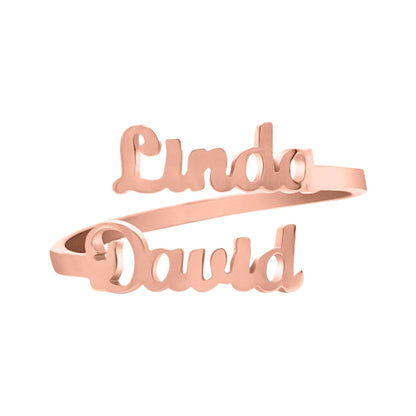 Personalized Double Name Ring