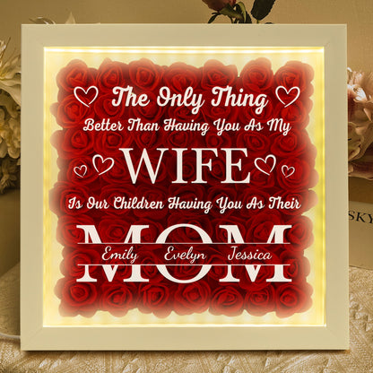 Personalized Flower Shadow Box With LED Light  Mother's Day Gift