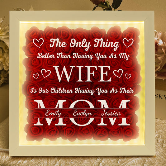 Personalized Flower Shadow Box With LED Light  Mother's Day Gift