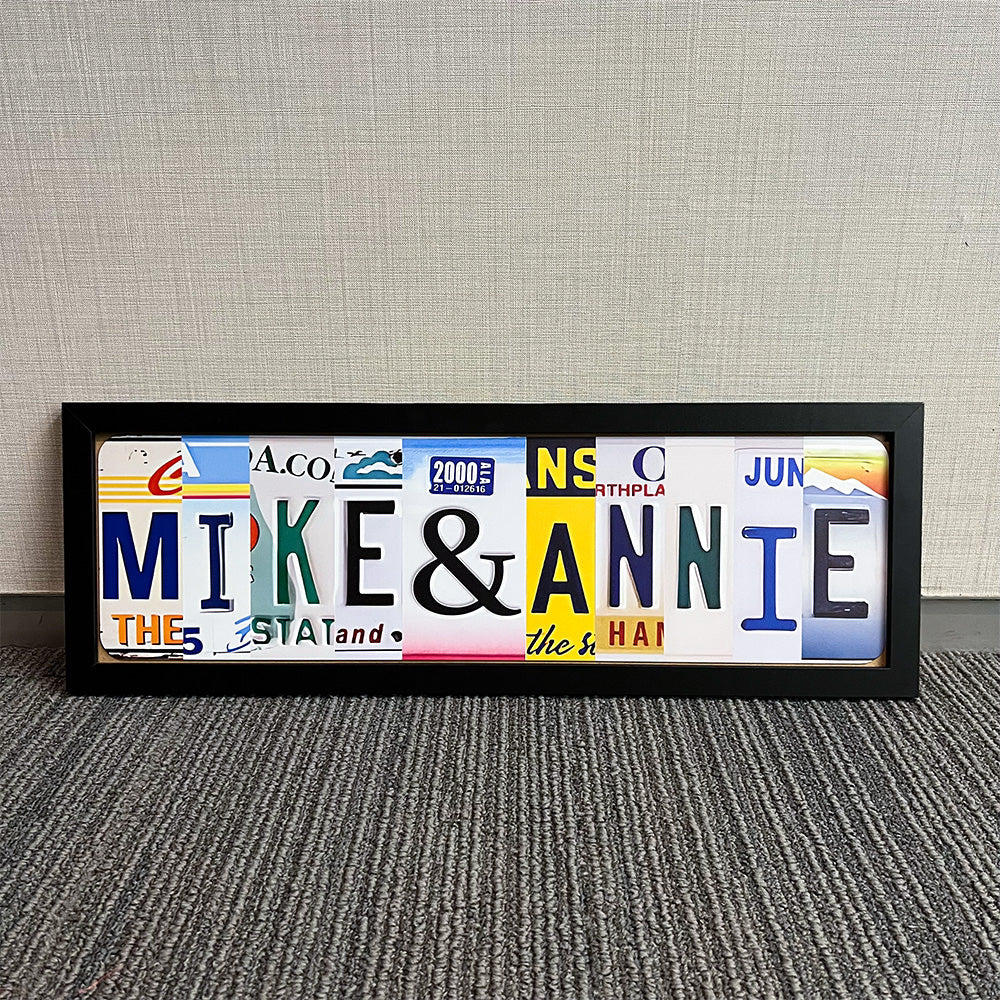 Personalized Handmade License Plate Metal Sign For Couples