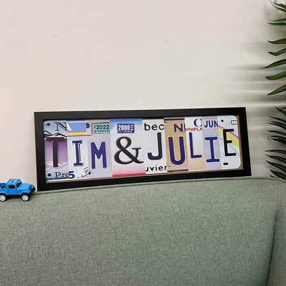 Personalized Handmade License Plate Metal Sign For Couples