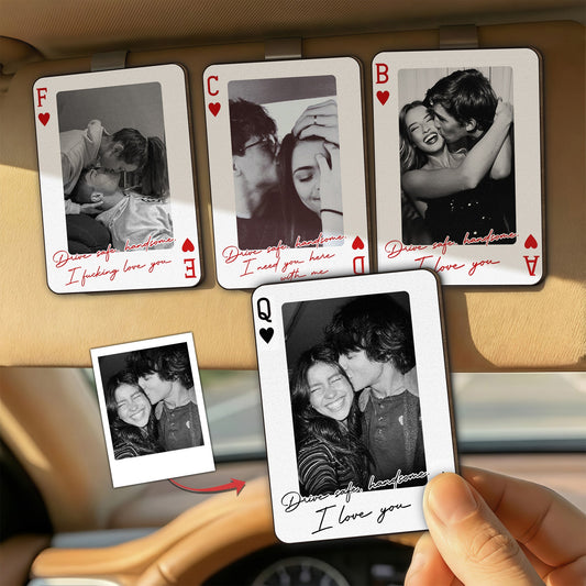 King & Queen Personalized Wooden Car Visor Clip