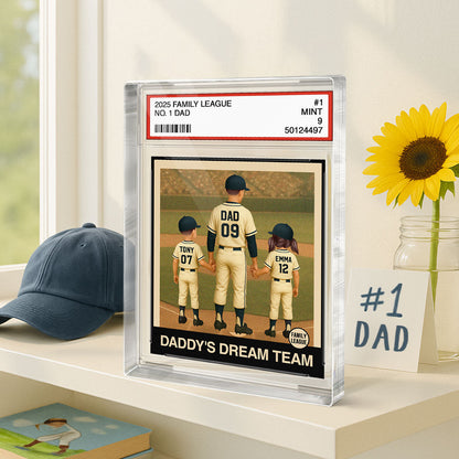 Personalized Baseball Acrylic Plaque - Dad Grandpa Man & Kids Trading Card Style