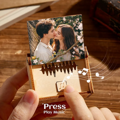 Personalized Wooden Photo Music Box With Text Anniversary Gifts