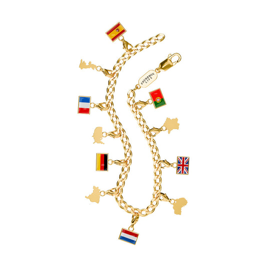 Bracelet - Holds 28 Charms + Flag & Map Charms Set
