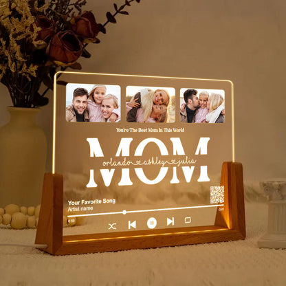 Personalized Photo LED Night Light, Mother's Day Gift for Mom, Scannable QR Code