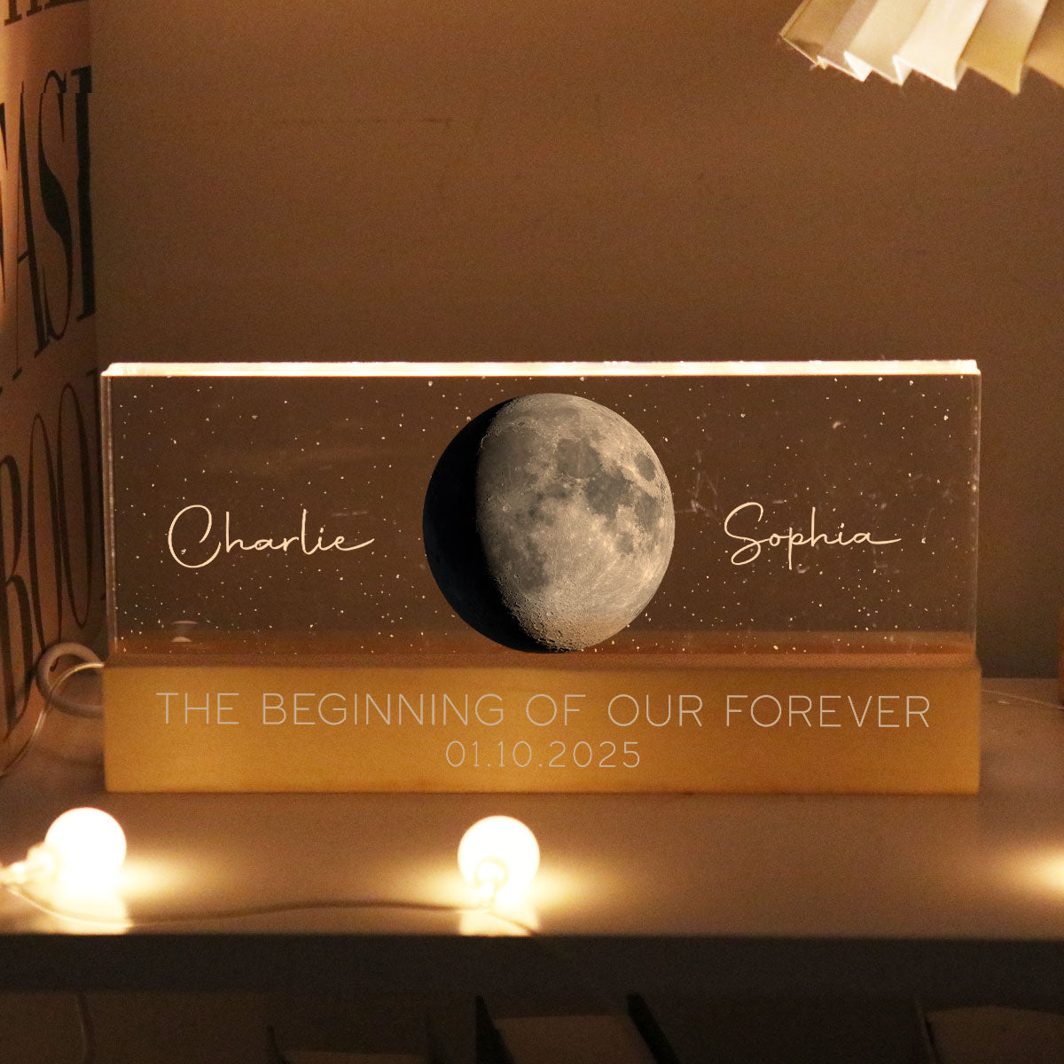 Personalized Acrylic Block LED Plaque, Our Moon Couple Gift