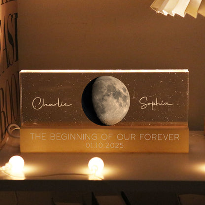 Personalized Acrylic Block LED Plaque, Our Moon Couple Gift