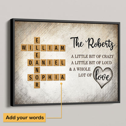 Personalized Canvas Crossword - "Family Whole Lot Of Love"