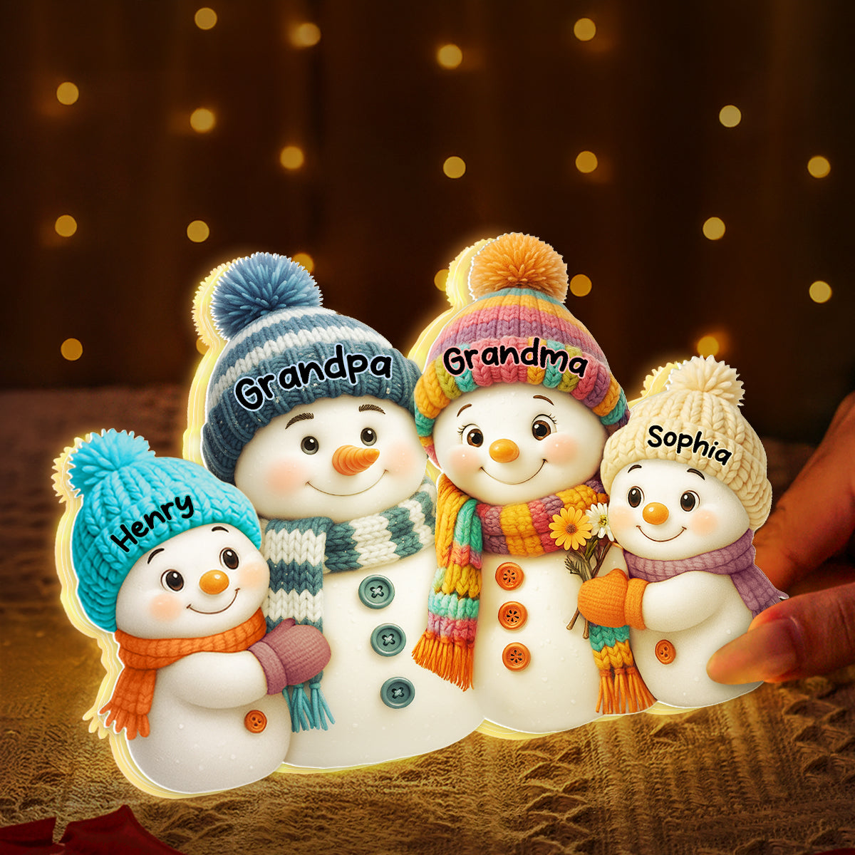 Personalized Snowman Light Box - Christmas Gift for Grandparents