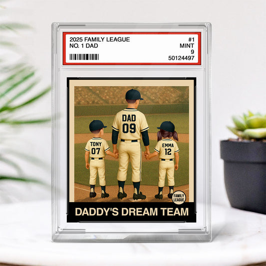 Personalized Baseball Acrylic Plaque - Dad Grandpa Man & Kids Trading Card Style