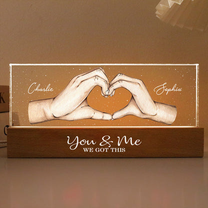 Personalized Acrylic LED Night Light - You Me We Got This Heart Hands