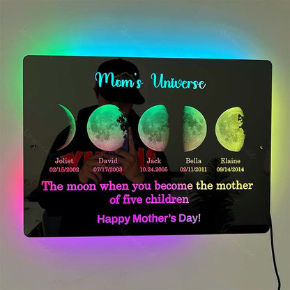 Custom Mom's Universe Moon Led Mirror Light Frame