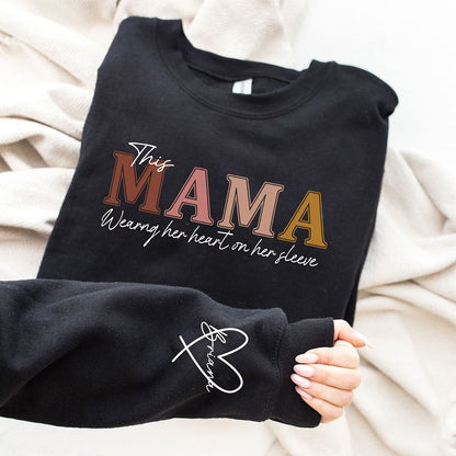 Personalized Heart On Sleeve Mama Sweatshirt