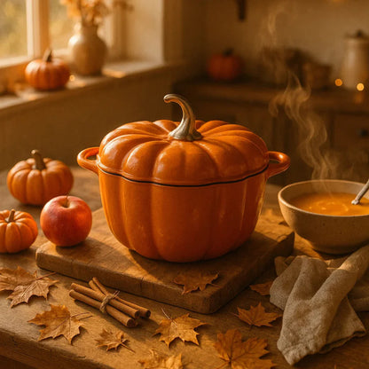 Cozy Autumn Pumpkin Cast Iron Pot – Limited Edition Fall Cookware 🍁