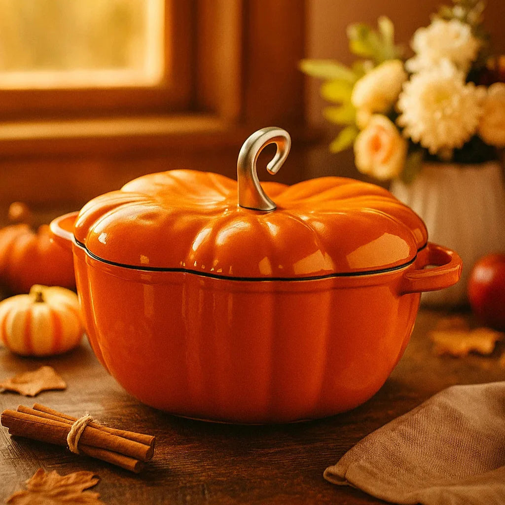 Cozy Autumn Pumpkin Cast Iron Pot – Limited Edition Fall Cookware 🍁