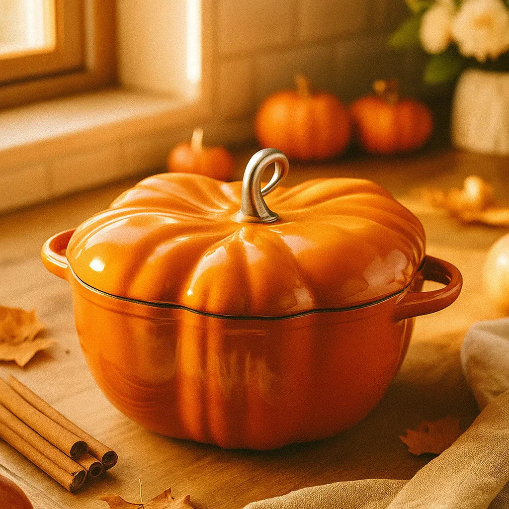 Cozy Autumn Pumpkin Cast Iron Pot – Limited Edition Fall Cookware 🍁