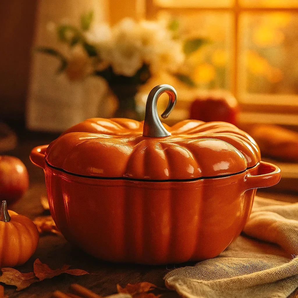 Cozy Autumn Pumpkin Cast Iron Pot – Limited Edition Fall Cookware 🍁