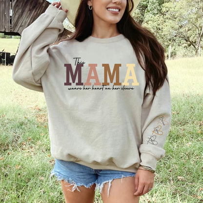 Personalized Heart On Sleeve Mama Sweatshirt