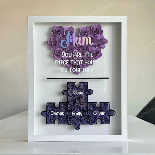 Personalized Mother's Day Jigsaw Puzzle Flower Shadow Box