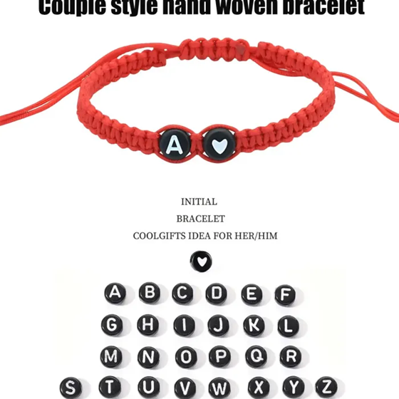 Personalized Heart Design Braided Drawstring Bracelet