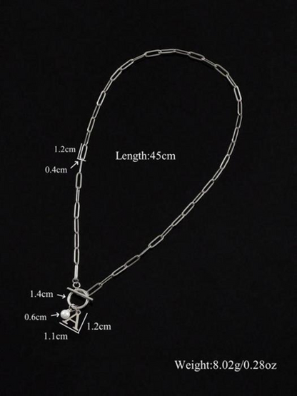 Personalized Women's Pendant Faux Pearl Decor Necklace