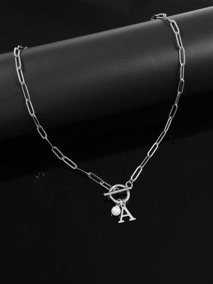 Personalized Women's Pendant Faux Pearl Decor Necklace