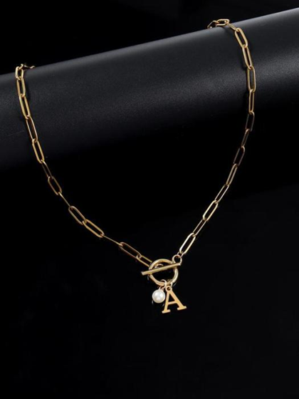 Personalized Women's Pendant Faux Pearl Decor Necklace