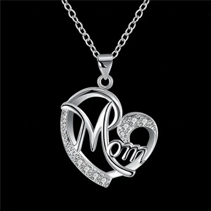 Love Heart Mom Charm Pendant Chain Necklace
