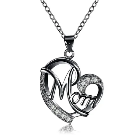 Love Heart Mom Charm Pendant Chain Necklace