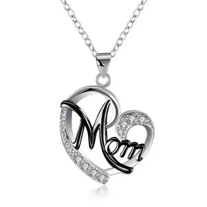 Love Heart Mom Charm Pendant Chain Necklace