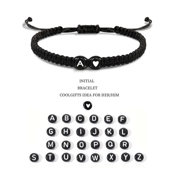 Personalized Heart Design Braided Drawstring Bracelet