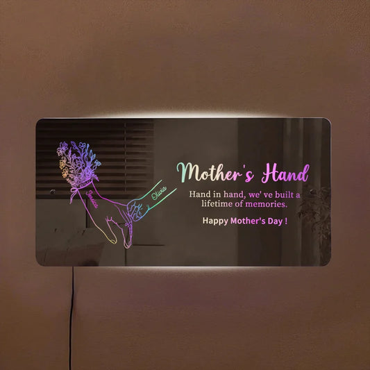Personalized Hand in Hand Mirror Light - Mother's Day Gift