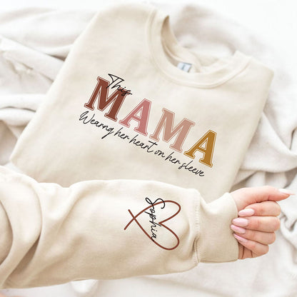 Personalized Heart On Sleeve Mama Sweatshirt