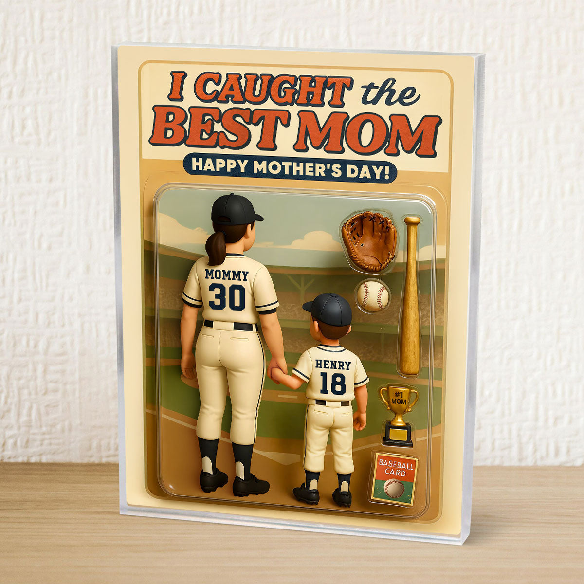 Personalized  Baseball Acrylic Block Plaque, Mother's Day Gift for Mom