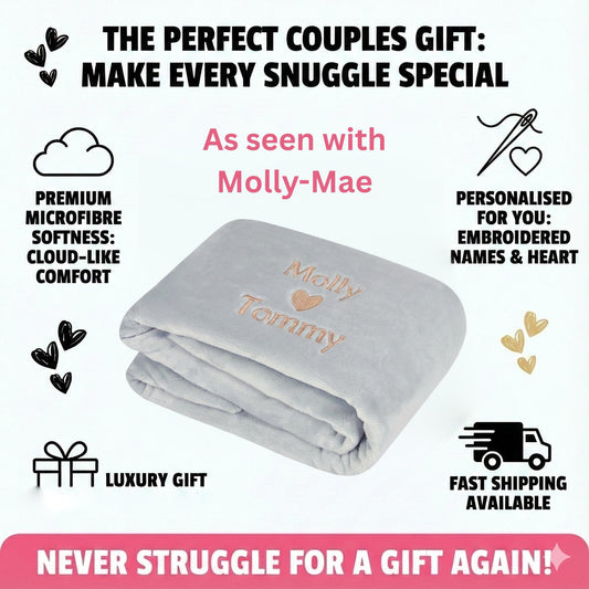 Couples Personalised Microfibre Soft Sofa Blanket