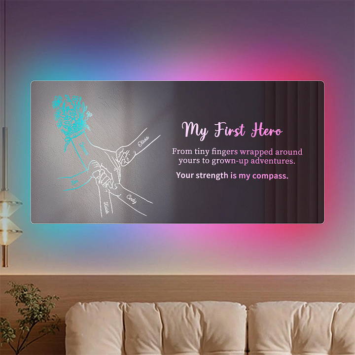 Personalized Hand in Hand Mirror Light - Mother's Day Gift