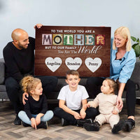 Toile personnalisée « Tu es le monde » avec prénoms pour maman