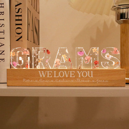 Personalized Flower Printed LED Night Light